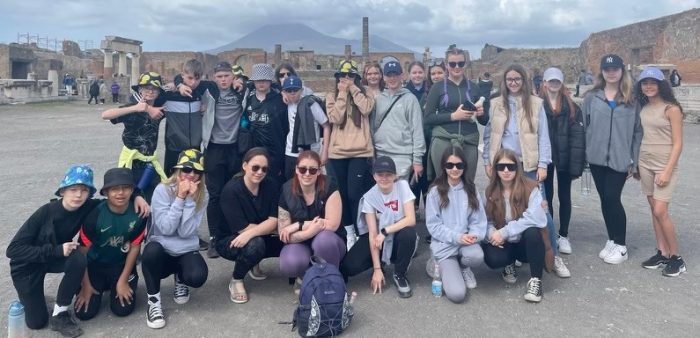 Carleton High Students with Vesuvius in the background