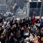 Carleton High School students the New York skyline